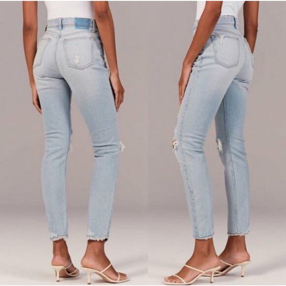 Abercrombie & Fitch Jeans Womens The Mom High Rise Distressed Stretch 27x25.5 - Picture 1 of 14